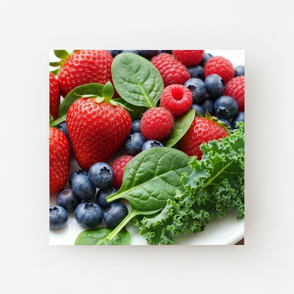 Colorful berries and greens